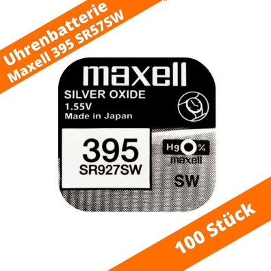 100 x Maxell 395 SR927W LR927 AG7 G7 280-48 RW313 10L126 Uhren Batterie 1,55V