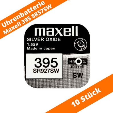 10 x Maxell 395 SR927W LR927 AG7 G7 280-48 RW313 10L126 Uhren Batterie 1,55V