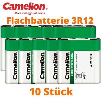 10 x Camelion 3R12 Zink Kohle 4,5V Flachbatterie MN1203 Folie lose Super Heavy