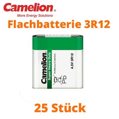 25 x Camelion 3R12 Zink Kohle 4,5V Flachbatterie MN1203 Folie lose Super Heavy