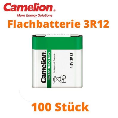 100 x Camelion 3R12 Zink Kohle 4,5V Flachbatterie MN1203 Folie lose Super Heavy
