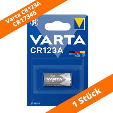 1 x Varta CR123A CR17345 Photo Lithium Batterie 3V 6205 ø17x34,5mm Blister