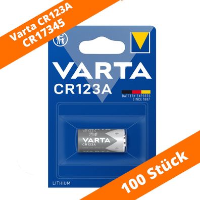100 x Varta CR123A CR17345 Photo Lithium Batterie 3V 6205 ø17x34,5mm Blister