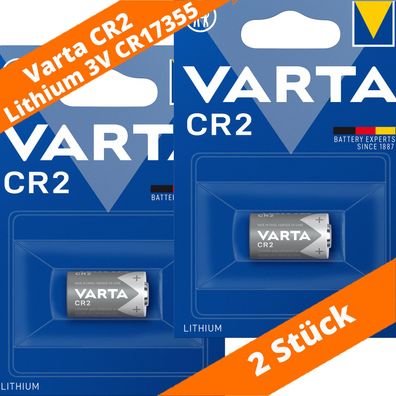 2 x Varta CR2 CR15H270 CR17355 6206 Lithium Power Photo Batterie 3V im Blister