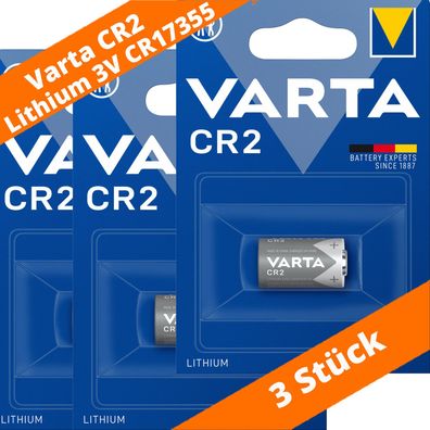 3 x Varta CR2 CR15H270 CR17355 6206 Lithium Power Photo Batterie 3V im Blister