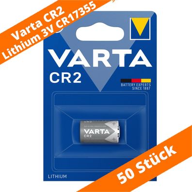 50 x Varta CR2 CR15H270 CR17355 6206 Lithium Power Photo Batterie 3V im Blister