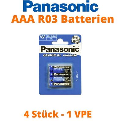 4 x Panasonic Batterien AAA Micro R03 Panasonic General Purpose 1 x 4er Blister