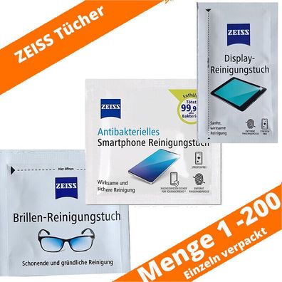ZEISS Reinigungstücher für Smartphone Displays Brillen Anti Beschlag 1 - 200 St.