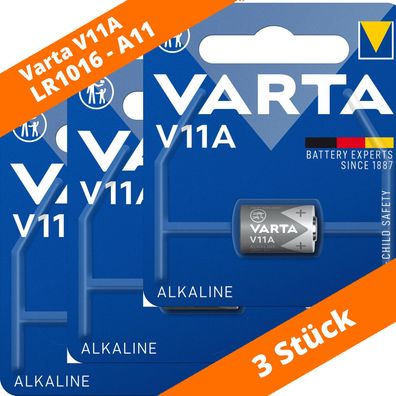 3 x Varta Alkaline V11A A11 MN11 LR1016 LR11A 6V Batterie Knopfzelle 04211