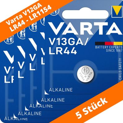5 x Varta V13GA LR44 LR1154 357 AG13 Alkaline 1,5V V76PX Batterie Knopfzelle