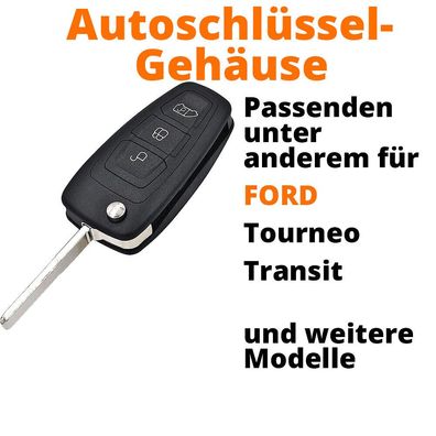 3 TASTEN Schlüssel Gehäuse Passend FÜR FORD Transit CUSTOM 2013 - 2020