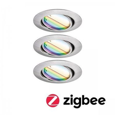 Paulmann 92467 Zigbee LED Einbauleuchte Base Coin Basisset RGBW Eisen 3000K