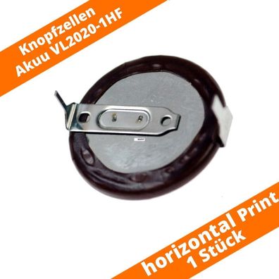 1 x Panasonic Knopfzellen Akku VL2020 1HF 2er Print 3,0 V + / - horizontal 20mAh