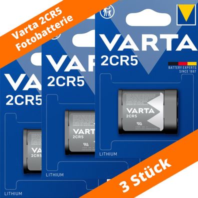 3 x Varta 2CR5 2CR5M 2CR-5MEP 6203 Lithium Power Photo Batterie 6V im Blister
