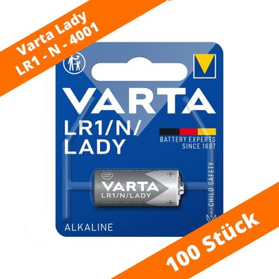 100 x Varta Lady 4001 LR1 E90 N MN9100 1,5V Knopfzelle Batterie Alkaline Blister