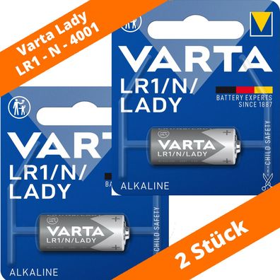 2 x Varta Lady 4001 LR1 E90 N MN9100 1,5V Knopfzelle Batterie Alkaline Blister