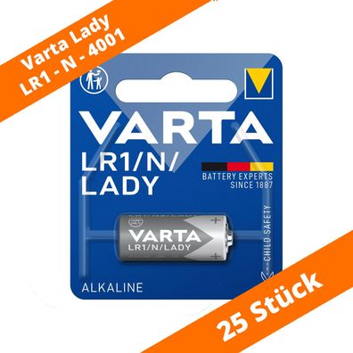 25 x Varta Lady 4001 LR1 E90 N MN9100 1,5V Knopfzelle Batterie Alkaline Blister