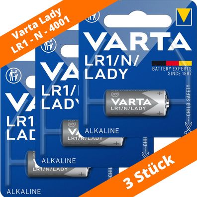 3 x Varta Lady 4001 LR1 E90 N MN9100 1,5V Knopfzelle Batterie Alkaline Blister