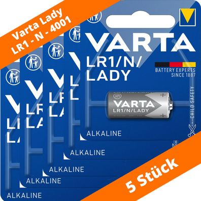 5 x Varta Lady 4001 LR1 E90 N MN9100 1,5V Knopfzelle Batterie Alkaline Blister