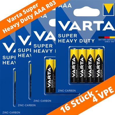 16 x Varta AAA R03 Batterien 2003 Super Heavy Duty Superlife Micro Zink Kohle