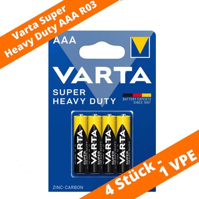 4 x Varta AAA R03 Batterien 2003 Super Heavy Duty Superlife Micro Zink Kohle