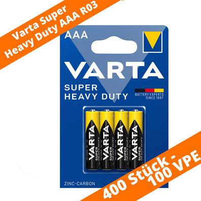 400 x Varta AAA R03 Batterien 2003 Super Heavy Duty Superlife Micro Zink Kohle