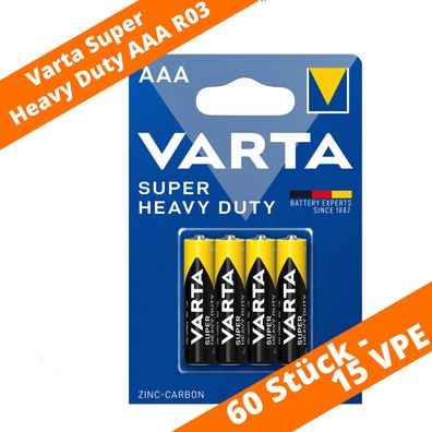 60 x Varta AAA R03 Batterien 2003 Super Heavy Duty Superlife Micro Zink Kohle