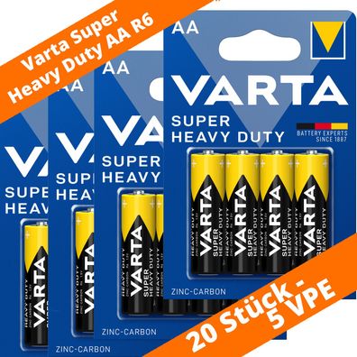 20 x Varta AA R6 Batterien 2006 Super Heavy Duty Superlife Mignon Zink Kohle