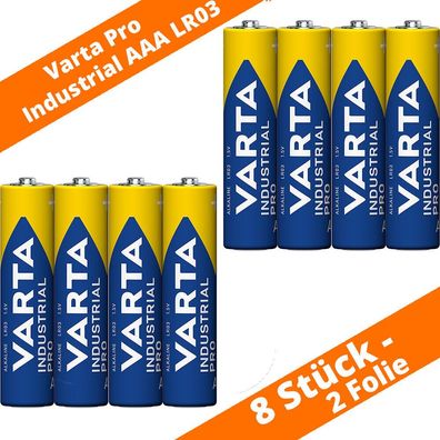8 x Batterien VARTA AAA Micro 4003 LR03 Alkaline Industrial PRO 1,5V 4er Folie