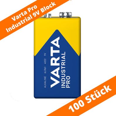 100 x Varta 9V-Block 4022 Pro Industrial Alkaline E-Block 6LR61 Batterie lose