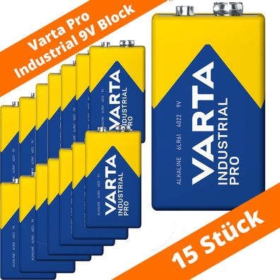 15 x Varta 9V-Block 4022 Pro Industrial Alkaline E-Block 6LR61 Batterie lose