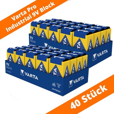 40 x Varta 9V-Block 4022 Pro Industrial Alkaline E-Block 6LR61 Batterie lose