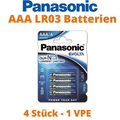 4 x Panasonic Alkaline Evolta AAA MN2400 LR03 Micro 1,5V Batterie - 1 x 4er