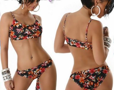 SeXy Miss Damen Girly Push up crop Top Bikini Pants Pareo Rock 36 38 40 bunt