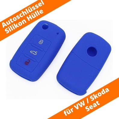 Auto Schlüssel Silikon Hülle Blau für Seat Skoda VW GTI Seat Autoschlüssel