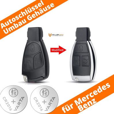 Auto Schlüssel Gehäuse Umbau Set für Mercedes Benz A B C E M S Klasse + Batterie