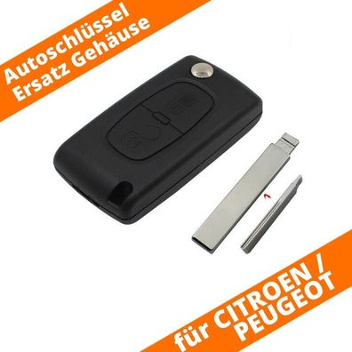 Klapp Schlüssel 2 Tasten Gehäuse HU83 passend für Peugeot 207 307 308 Citroen