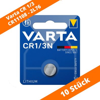 10 x Varta CR 1/3 CR11108 2L76 58L CR1/3N 3V Knopfzelle Lithium Batterie NEU