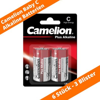6 x Camelion Plus Alkaline Baby C LR14 Batterien 1,5 V Blister Spielzeug Radio