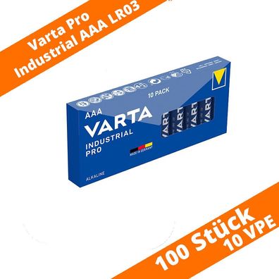 100 x Batterien VARTA AAA Micro 4003 LR03 Alkaline Industrial PRO 1,5 V Box