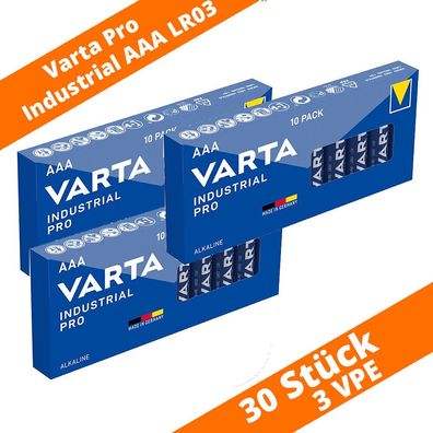 30 x Batterien VARTA AAA Micro 4003 LR03 Alkaline Industrial PRO 1,5 V Box