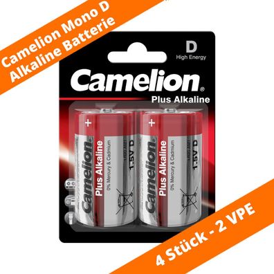 4 x Camelion Mono D Plus Alkaline LR20 Batterien 1 x 2er Blister 1,5V Spielzeug