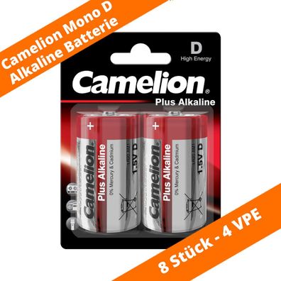 8 x Camelion Mono D Plus Alkaline LR20 Batterien 1 x 2er Blister 1,5V Spielzeug