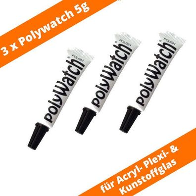 3 x Polywatch Kratzer Entferner Polierpaste für Acryl Plexi Kunststoffglas Uhren