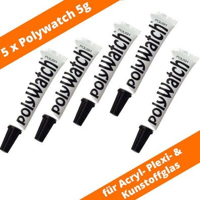 5 x Polywatch Kratzer Entferner Polierpaste für Acryl Plexi Kunststoffglas Uhren