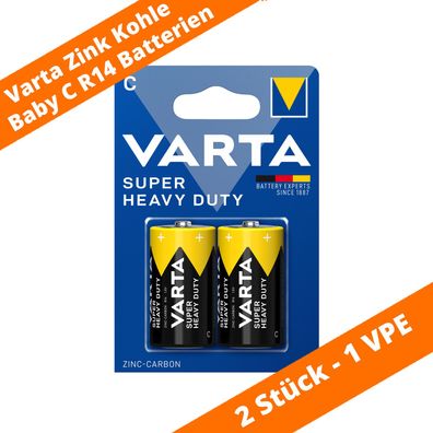 2 x Varta Baby C R14 Batterien 2014 Super Heavy Duty Superlife Zink Kohle 1,5V