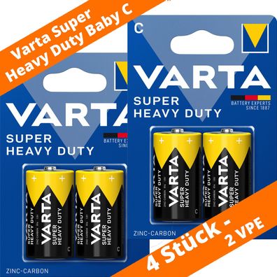 4 x Varta Baby C R14 Batterien 2014 Super Heavy Duty Superlife Zink Kohle 1,5V