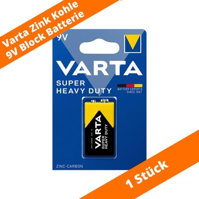 1 x Varta 9V Block Batterien 2022 Super Heavy Duty Superlife Zink Kohle 1,5V