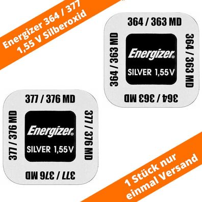 Energizer 364 SR60 SR621SW oder 377 SR66 SR626SW 1,55V Knopfzelle Uhren Batterie