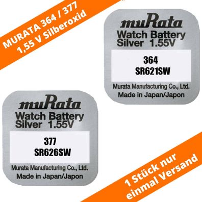 Murata ex Sony 364 SR60 SR621SW 377 SR66 SR626SW 1,55V Knopfzelle Uhren Batterie
